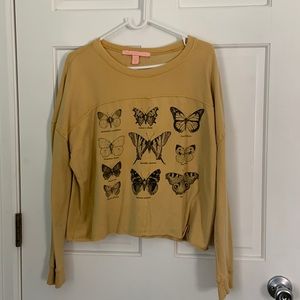 Rebellious.One butterfly mustard yellow crewneck